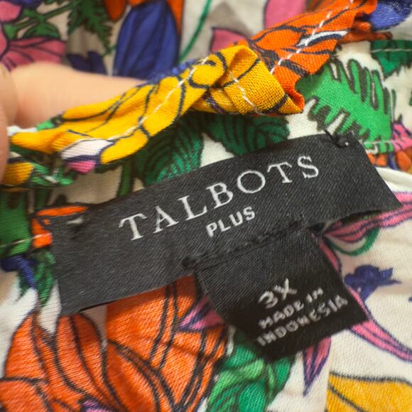 Talbots Plus sz. 3X white and floral blouse, sunny, summer, work, career #3753 - Picture 6 of 8
